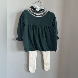 NWT Edgehill Collection Baby Girl Smocked Fairisle Mock Neck Holiday dress set